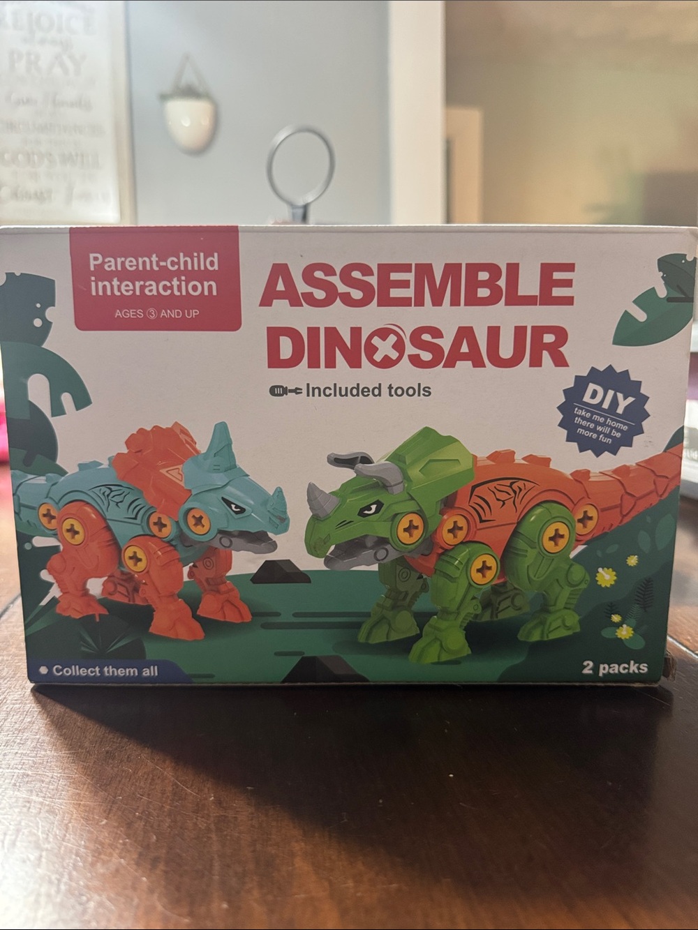 Assemble Dinosaur DIY Building Toy Set - Orange & Green
